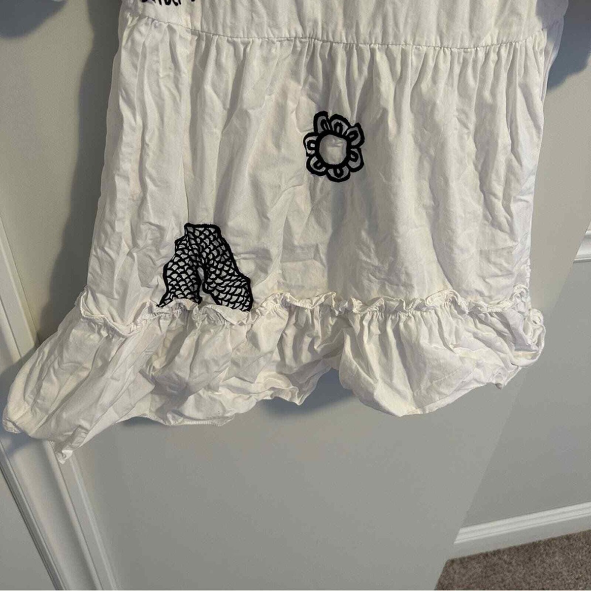 Lottie Hall White Black Fun Embroidered Mini Dress XS/S | eBay