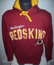WASHINGTON REDSKINS RED Full Zip Hoody w Screened Letters  Sewn Logo SMALL