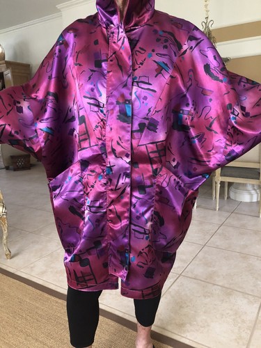 VINTAGE Portrait Purple Womens Rain Coat 90s Med. Fabulous!! - Picture 8 of 23