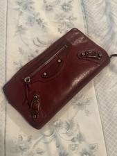 BALENCIAGA large wallet Burgundy Red leather change purse/billfold/grommets