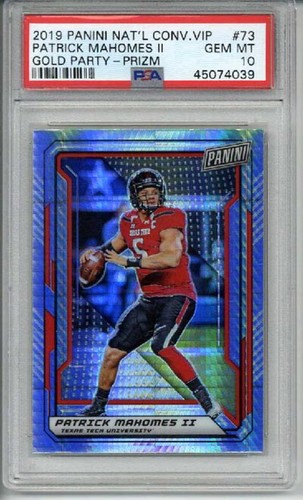2019 PANINI NATIONAL CON VIP GOLD PARTY PRIZM #73 PATRICK MAHOMES PSA 10 POP 3 - 第 1/2 張圖片