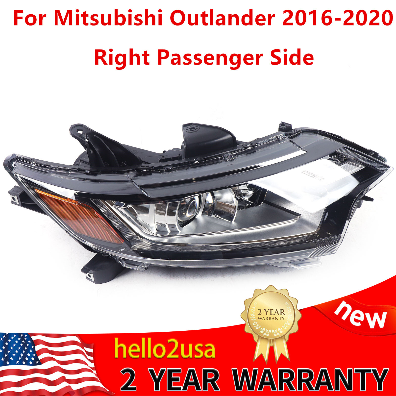 Headlight Right Passenger Side Head Lamp For Mitsubishi Outlander 2016-2020