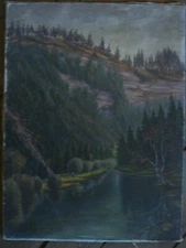 Oil Painting Um 1900° Mountain Valley Fir Unreadable Signed° South German