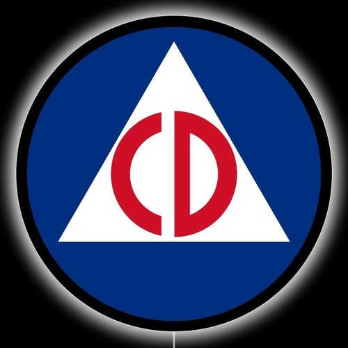 CD Civil Defense Fallout Shelter LED Hanging Lighted Sign: 23" Diameter Round
