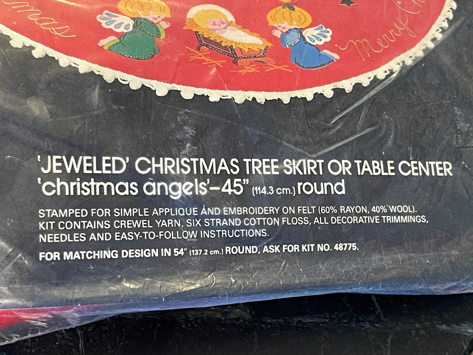 Jeweled BUCILLA CHRISTMAS  Felt Tree Skirt  ANGELS  Nativity Kit 48772 SEALED
