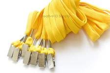 WHOLESALE 100 PCS YELLOW FLAT ID BADGES STRAP HOLDER NECK LANYARDS BULLDOG CLIP