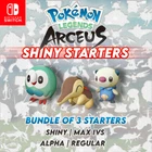 ✨ Shiny Starters ✨ Alpha Shiny - Pokemon Legends Arceus - Rowlet - Cyndaquil