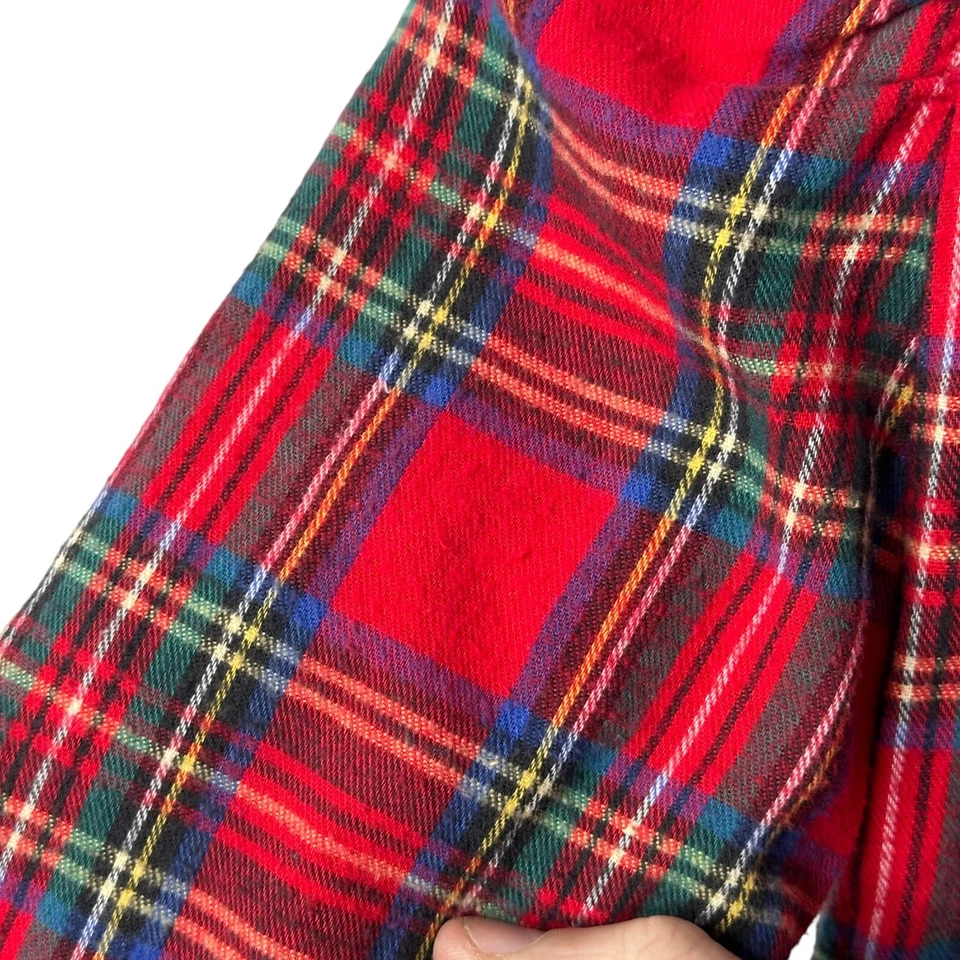 VTG 90s Cottontails Dress SZ 8 Red Plaid Denim Girls Long Sleeve Cotton Cottage - Imagem 4 de 4