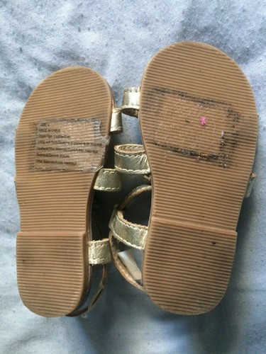 Janie & Jack Gold Metallic Strappy Sandals Flats Shoes Baby Girls Size 4 Flower - Picture 4 of 8