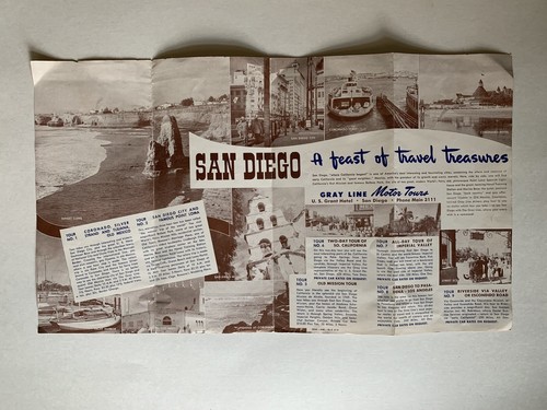 Vintage Tanner Grey Line Bus Sightseeing Brochure 1940/50's San Diego Boat Tours - Picture 3 of 12