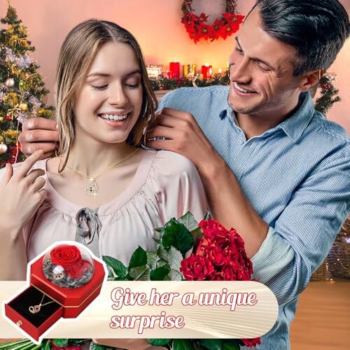 Preserved Real Rose Gifts for Women Mom Wife,Eternal Flowers Rose with I Red - Picture 6 of 7