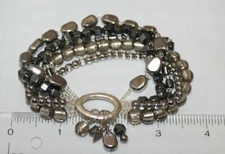 Silpada Silver Five Strand Glass & Hematite Bead "Hailstone" Bracelet B1935