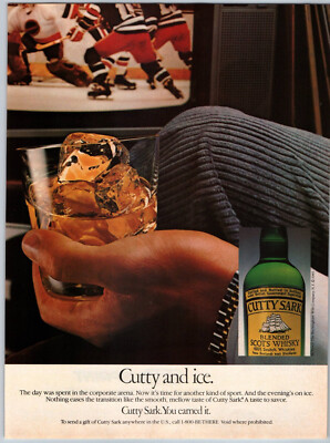 Cutty Sark Blended Scots Whisky Hockey - 1986 Vintage Print Ad Ephemera