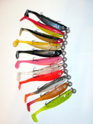 13 cm Softbait Glücksgummi Stint Kauli Lieblingsköder mit Jig&Stinger Zander 