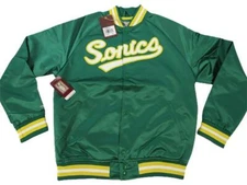 New Seattle Supersonics Mens Sizes Mitchell & Ness Light Satin Snap Jacket $120