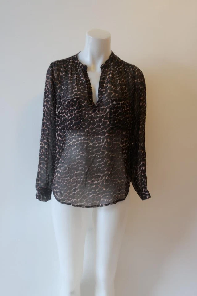 Blusa para mujer Joie 100 % seda marrón, tostado leopardo talla XS*