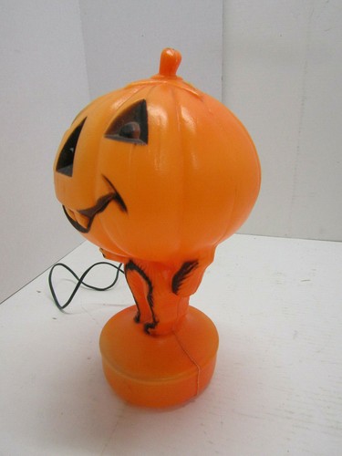 OLD VINTAGE PLASTIC HALLOWEEN BLOW MOLD LIGHT UP PUMPKIN MAN CAT - Picture 3 of 5