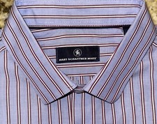 HART SCHAFFNER MARX Men's Blue Striped Long-Sleeve Button Front Shirt Size XL