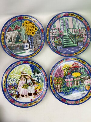 Set Of 4 Helen Paul Collection 1992 Vandor Floral Decorative Plate Made In Japan