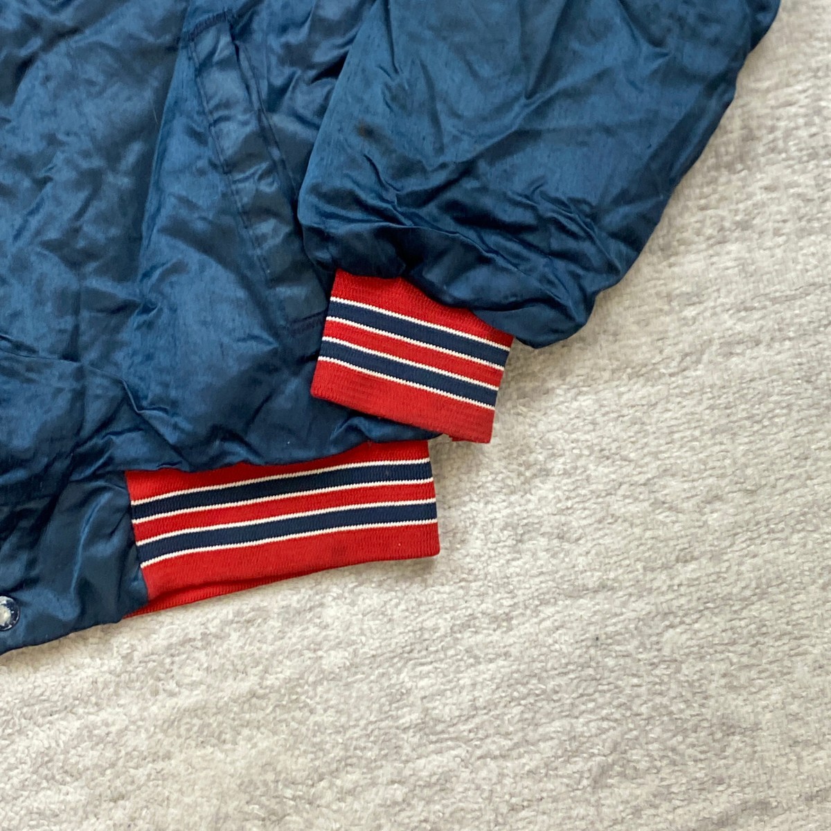 chalkline indians L スタジャン　ユニ　80s VTG Chalk Line Cleveland Indians Guardians Satin Jacket