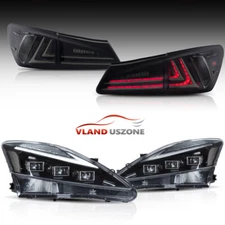 VLAND LED Headlights+Smoked Tail Lights For Lexus IS250 350 ISF 2006-2013 Sedan
