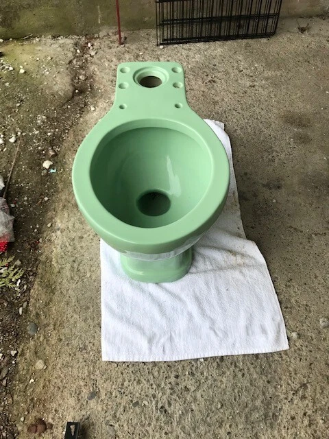 Inodoro vintage de jadeíta verde MCM 1968 Foto 2 de 4