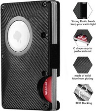Slim Card Holder Men Airtag Wallet Carbon Fiber RFID Blocking Metal Wallet