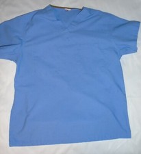 Medline Scrub Top Unisex Size M Blue 2-Sided Pockets 1 Outside 1 Inside READ
