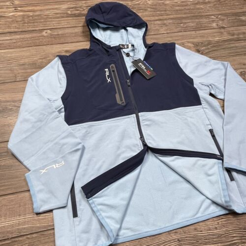 RLX Ralph Lauren Golf Mens Convertible Stretch Terry Jacket Blue MEDIUM NWT $248 - Picture 2 of 11