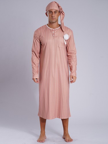 Mens Nightwear Nightshirt Nightgowns Henley Shirt Pajamas Pompom Sleepwear Up - Picture 13 of 39