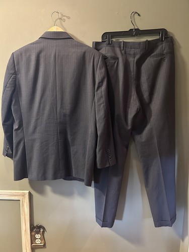 Ermenegildo Zegna Wool Silk 2 Piece Suit 40R Dark Gray Striped Pants 35x30 - Picture 10 of 21