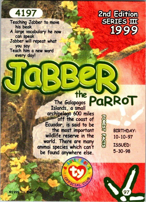 1999 Ty Beanie Babies 2nd Edition Series III - Pick Choose Your Cards - Picture 33 of 51