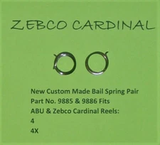 ABU & ZEBCO CARDINAL 4 REEL NEW CUSTOM MADE BAIL SPRINGS, PAIR # 9885 & 9886