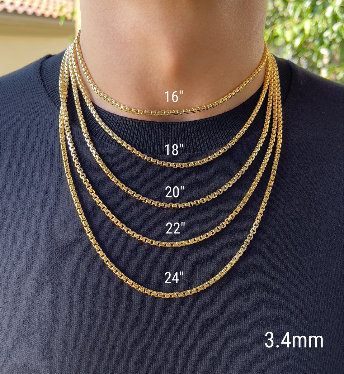 Round Box Chain 14K Yellow White Real Gold Diamond Cut Link