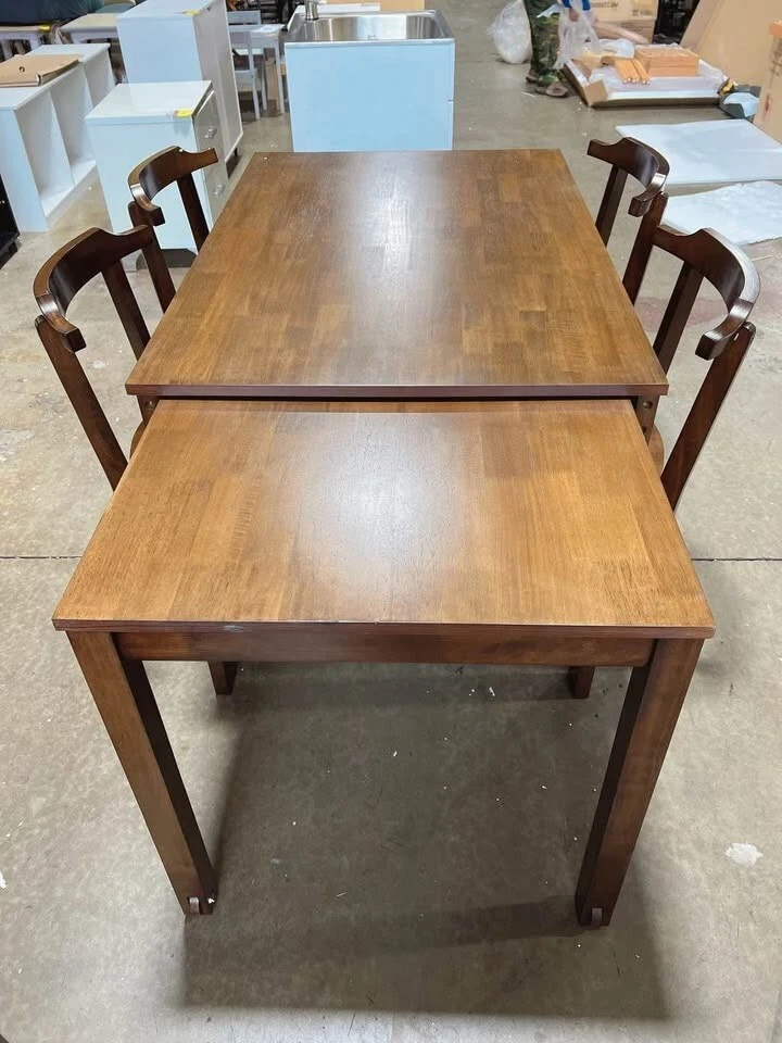 Комплект обеденного стола из 5 предметов с 4 стульями, выдвижная кухня 47,3-65 дюймов - Изображение 4 из 4