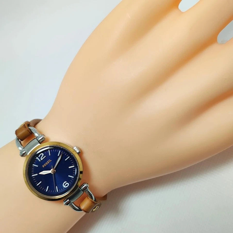 Relógio de quartzo analógico FOSSIL ES4277 pulseira de couro marrom marinho testado - Imagem 2 de 4