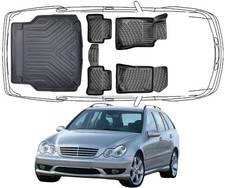 Trimak 3D Gummimatten & Kofferraumwanne Set für Mercedes C-Klasse S203 2001–2007 Trimak 3D Gummimatten & Kofferraumwanne Set für Mercedes C-Klasse S203 2001–2007