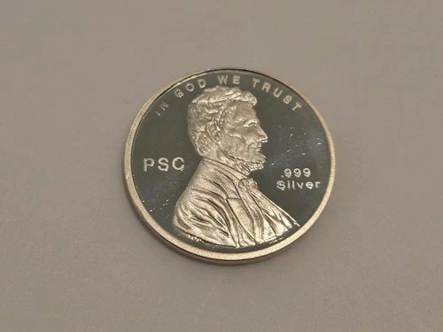 1/10 oz Silver "Lincoln Penny" Round - .999 Fine Silver Wheat Cent Tribute PSC