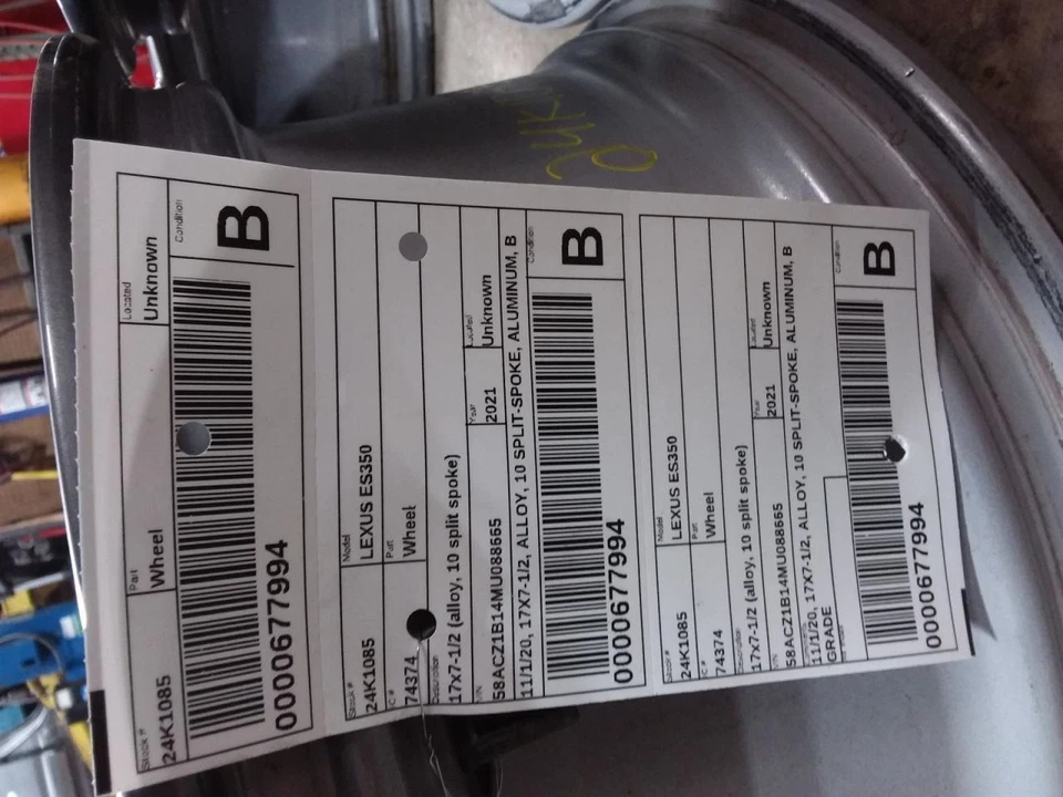 车轮 17x7-1/2 合金 10 分叉辐条适用于 19-21 LEXUS ES300H 1934476 — 第 3/4 张图片