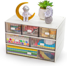 3 Tier Mini Desk Organizer with 6 Drawers, Plastic Desktop Drawers Storage Box,