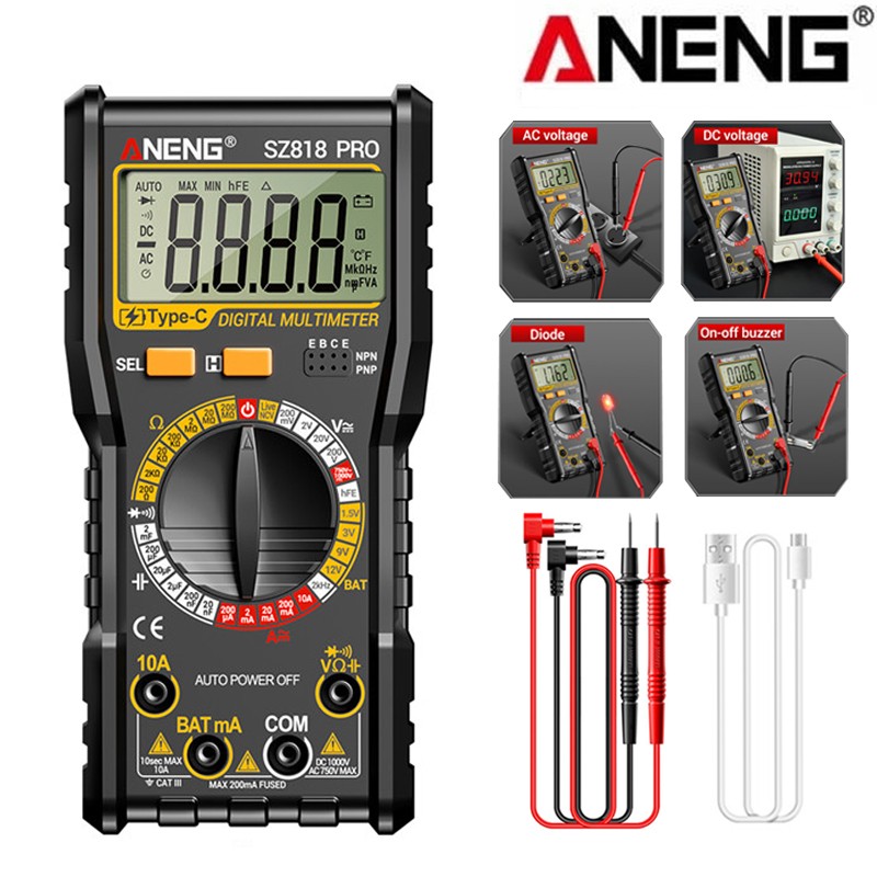 💥Rechargeable Digital Multimeter Voltmeter Ohmmeter Ammeter Multi Tester Meter