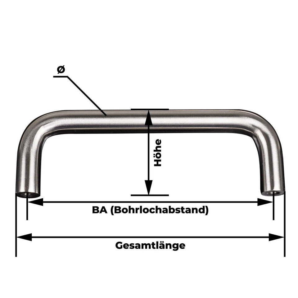 Möbelgriff ECHT EDELSTAHL massiv Bügelgriff Schubladengriff Küche Schrankgriffe - Bild 4 von 4