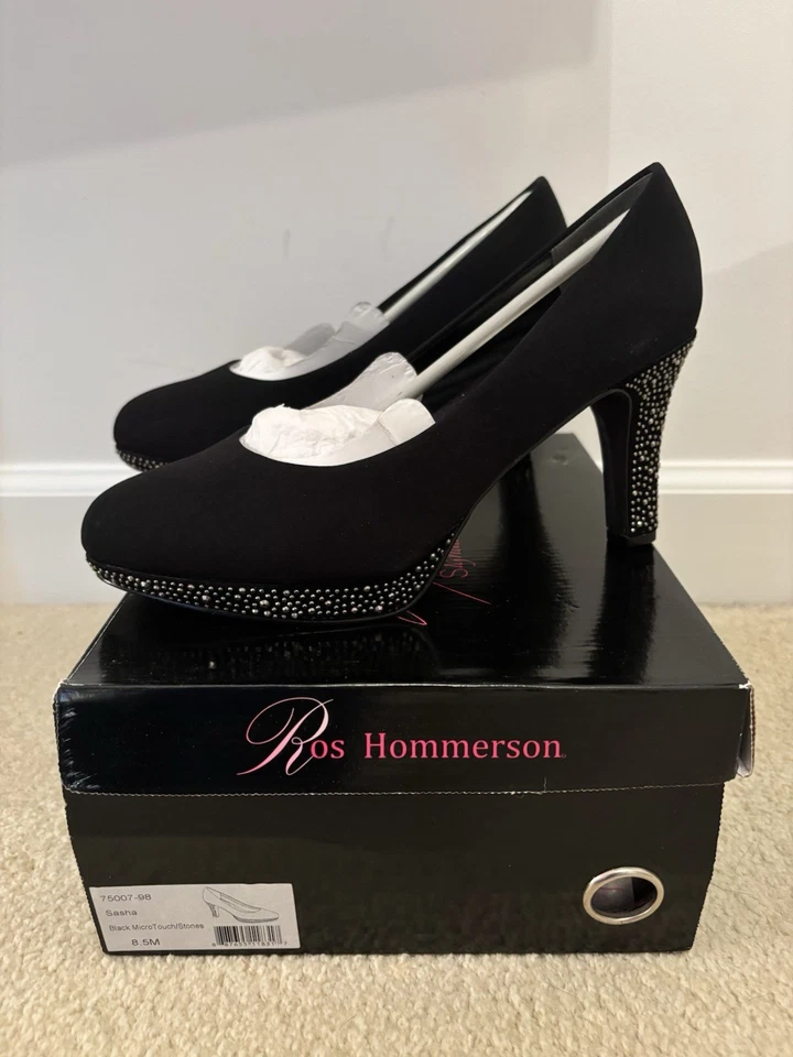 NUEVO EN CAJA Ros Hommerston Sasha plataforma de diamantes de imitación bomba negra - 8 1/2 Foto 3 de 4