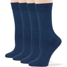 Women's Cotton 4 Pack Solid Casual Lightweight Crew Socks Large 10-12 Light Navy