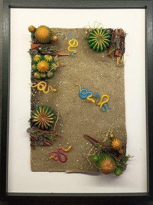Im Tal der Schlangen Neu Handarbeit Einzelstück Epoxid Rahmen 40 x 30 cm