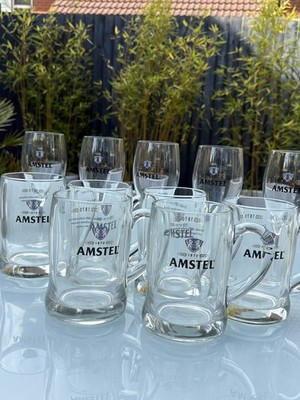 Rare Blue 1887 Label AMSTEL Beer Pint Glass Tankard Mug Collectors Selection