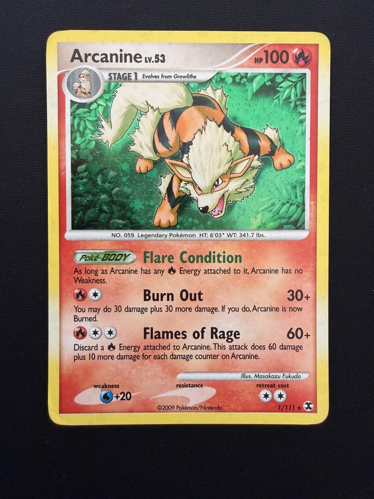 Pokemon Platinum Rising Rivals Arcanine Holo 1/111