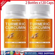 10000mg  Organic Turmeric Curcumin with Bioperine 240 Capsules Triple Strength