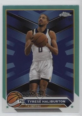 2023-24 Topps Chrome Aqua Refractor /199 Tyrese Haliburton #4 02v3