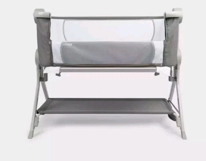 Mothercare Co Sleeper Crib Bedside Baby Standard Folding Portable w/Stand - Grey - Image 3 of 4